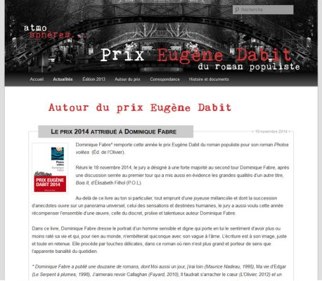 Site du prix Eugène Dabit - Page Actualités
