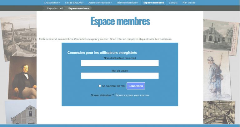 Page de connexion à l'espace membre