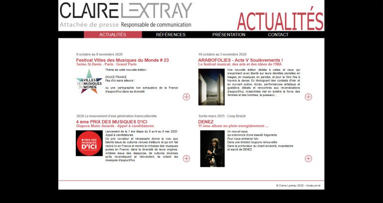 Site de Claire Lextray - Attachée de Presse - Page Actualités